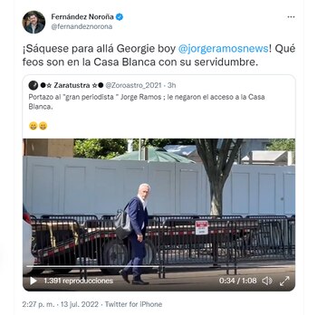 Tuit de Fernández Noroña sobre