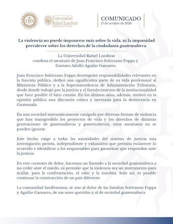 El abogado Juan Francisco Solórzano Foppa y Gustavo Adolfo Aguilar Gamarro murieron el sábado 17 de octubre tras un ataque armado en el Campo Marte.