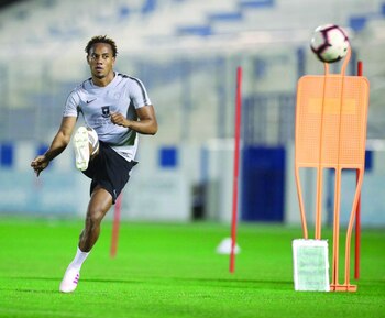 André Carrillo entrenándose con Al Hilal, en 2019. - Crédito: Difusión