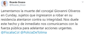 El gobernador del Tolima, Ricardo