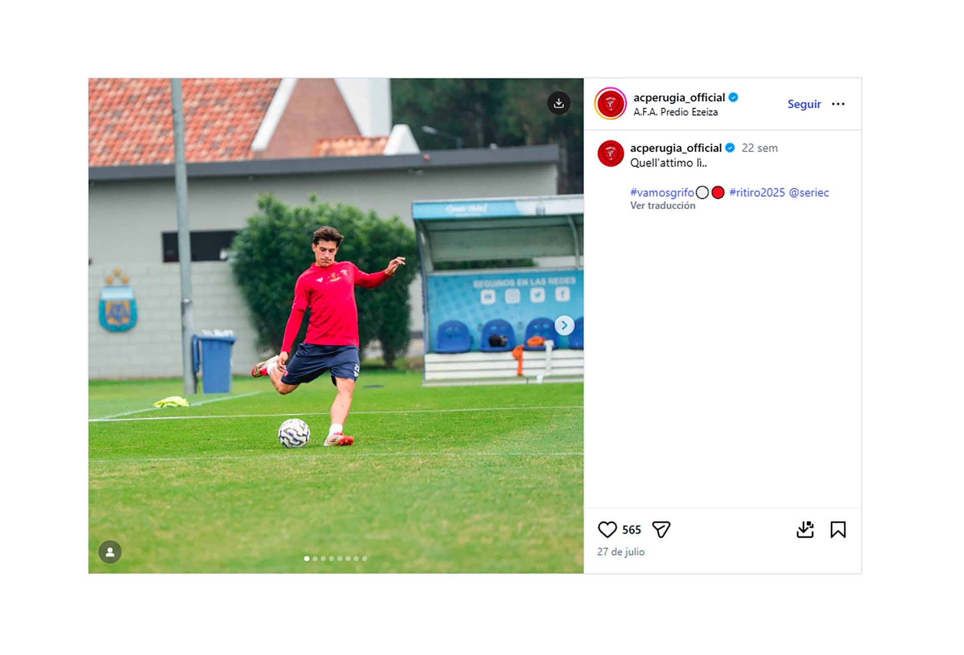 Uno de los entrenamientos del equipo italiano en la casa de La Scaloneta