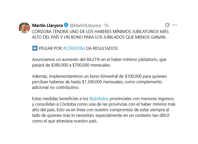 El posteo del gobernador