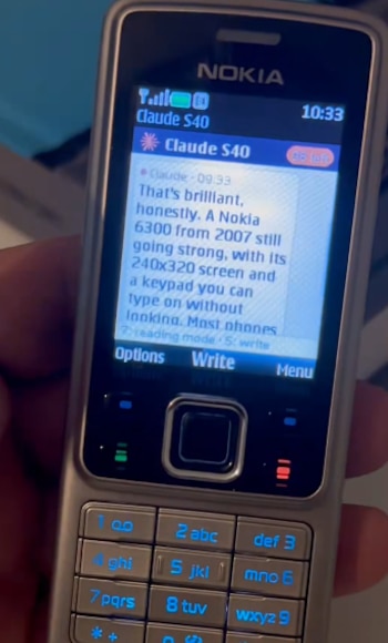 Claude puede ejecutarse en un Nokia 6300, respondiendo mensajes de voz e imágenes. (X)