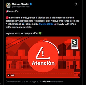 Metro de Medellín suspendió operaciones tras fuerte sismo - crédito X
