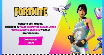 Fornite: Skin de 'Automovilista Arcoíris'.