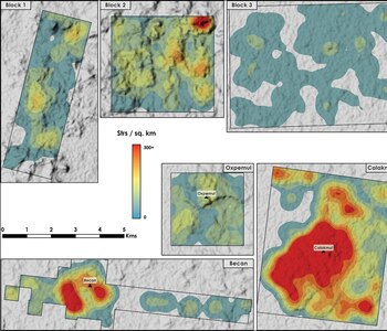 Comparación de la densidad de asentamiento entre seis zonas del centro de Campeche (Antiquity, Cambridge University Press)
