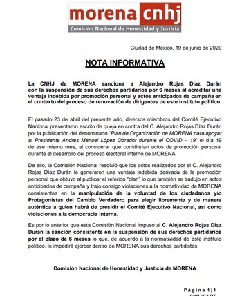 La CNJH comunicó su decisión