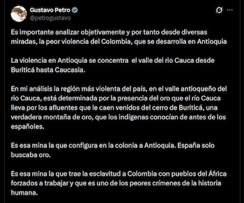 Gustavo Petro - crédito @petrogustavo/X