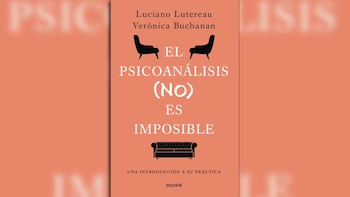 Portada naranja del libro 'El Psicoanálisis (No) Es Imposible' de Lutereau y Buchanan, con texto blanco y siluetas negras de dos sillones y un diván