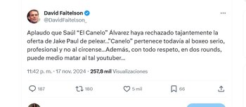 Faitelson felicitó a Canelo por