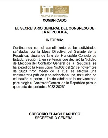 La mesa directiva del Congreso