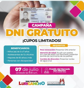 La campaña se llevará a cabo desde las 9:30 horas - Créditos: Municipalidad de San Juan de Lurigancho.