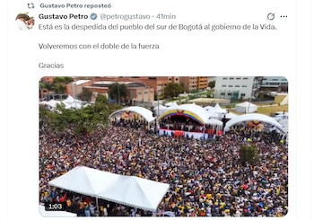 El mandatario tuvo apoyo masivo de los habitantes del sur de Bogotá - crédito Gustavo Petro / X