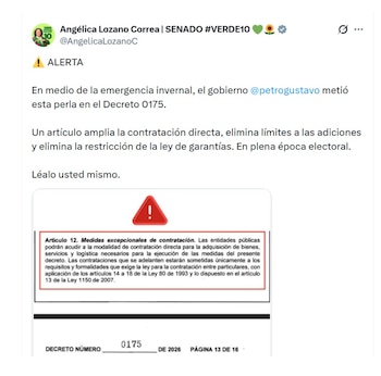 La senadora Angélica Lozano denunció