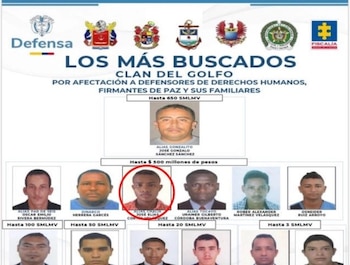 La recompensa de $500 millones ofrecida por la captura de alias Chalía demuestra la prioridad de las autoridades en debilitar la estructura criminal en Urabá y Darién - crédito Ministerio de Defensa