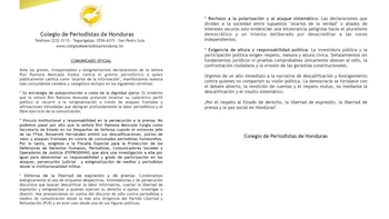 El gremio pidió poner fin a lo que considera una narrativa de hostigamiento contra voces críticas. (FOTO: X)