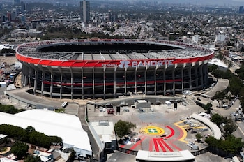 Fotografía aérea que muestra el estadio Azteca 'Banorte' el 27 de marzo de 2026, en Ciudad de México (México). EFE/Tomas Pérez