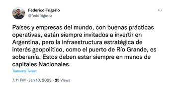 Federico Frigerio exigió que el