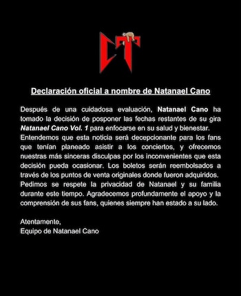 Equipo de Natanael Cano anuncia la cancelación de su gira