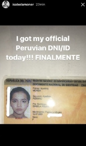 Isabela Merced cuenta con DNI.