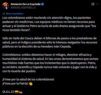 Abelardo de la Espriella acusó