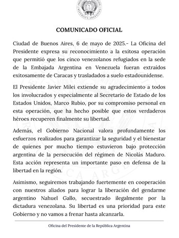 El comunciado de la Oficina