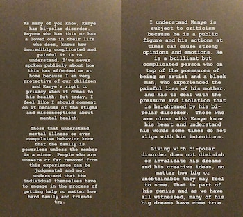 El mensaje publicado por Kim