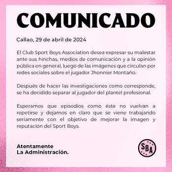 Comunicado de Sport Boys tras