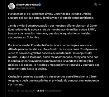 Uribe recordó cuando visitó al