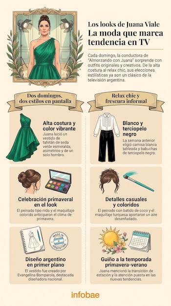 Juana viale se adelantó a la primavera y apostó por un outfit colorido bajo el sello de Evangelina Bomparola