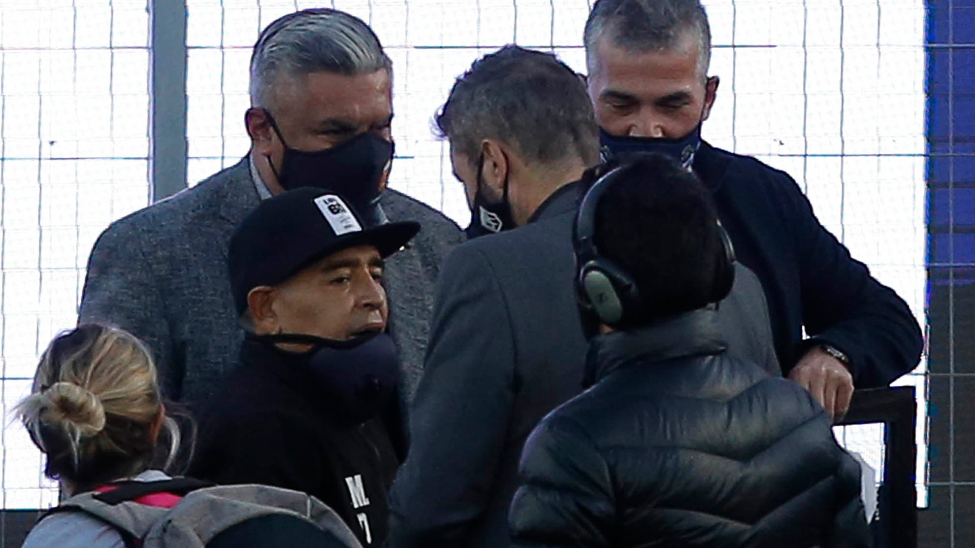 La imagen de Diego Maradona con Tapia y Tinelli (Foto/Demian ALDAY ESTEVEZ/POOL/AFP)