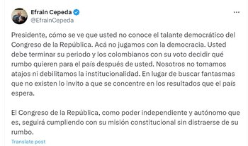 El presidente del Senado respondió