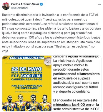 Carlos Antonio Vélez apuntó contra