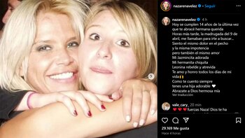 El posteo de Nazarena Vélez