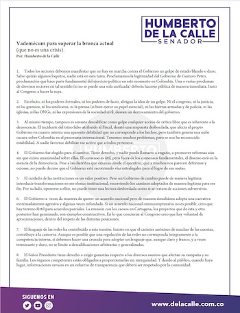 Humberto de La Calle hizo