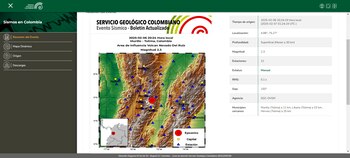 Se presentó un sismo en el departamento del Tolima - crédito Servicio Geológico Colombiano