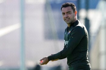 Xavi en el último entrenamiento