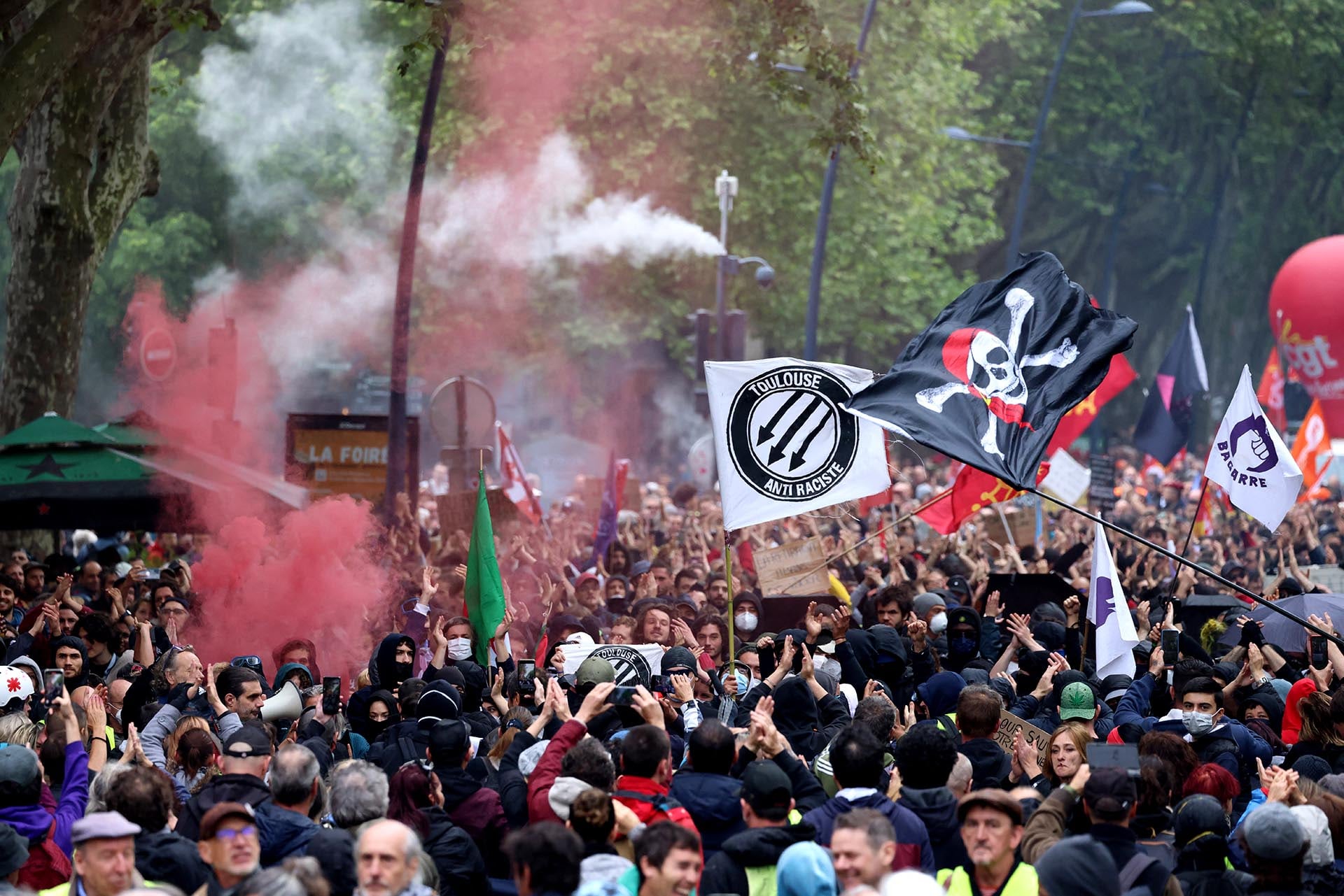 Una de las marchas de protesta que hubo en Francia contra la reforma jubilatoria, en 2023 (Foto: Charly Triballeau/AFP)