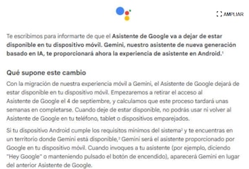 Google anuncia la eliminación de su Asistente para darle paso a Gemini, su plataforma de IA.