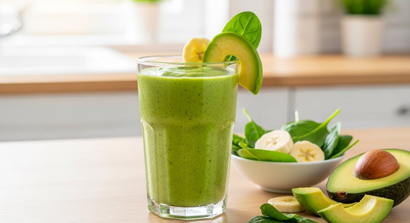 Batido de aguacate, plátano y espinaca