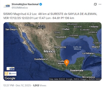 El temblor ocurrió este miércoles