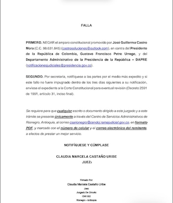 La juez determinó que existe “justificación fáctica real y criterios de razonabilidad” en las declaraciones - crédito @HombreJurista/X