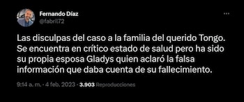 Fernando Díaz pidió disculpas por la equivocación.