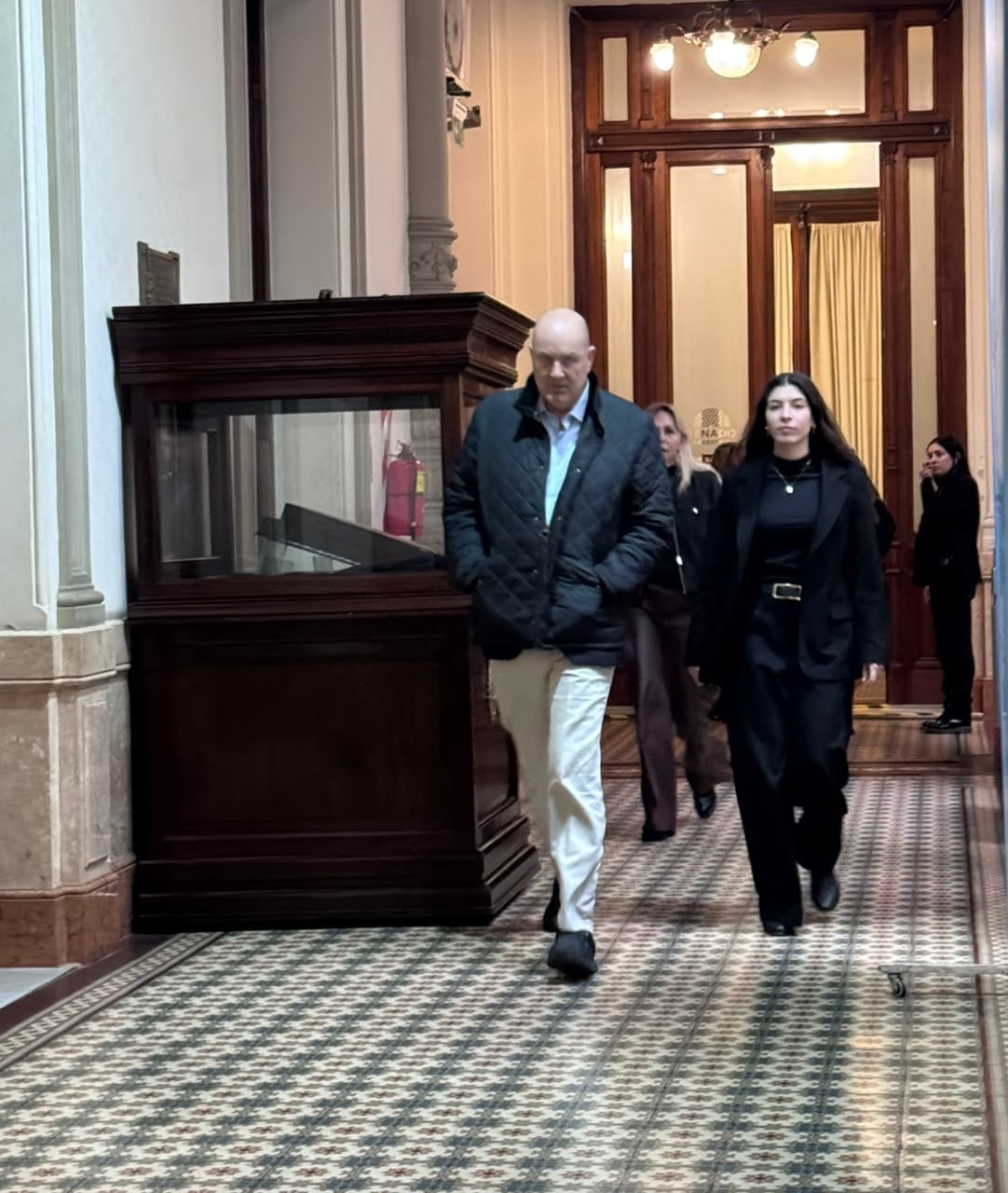 El ministro de Desregulación, Federico Sturzenegger, al arribar al Senado para reunirse con la jefa libertaria, Patricia Bullrich