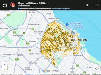 Mapa de plátanos en CABA