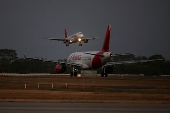 An Avianca Airlines plane lands