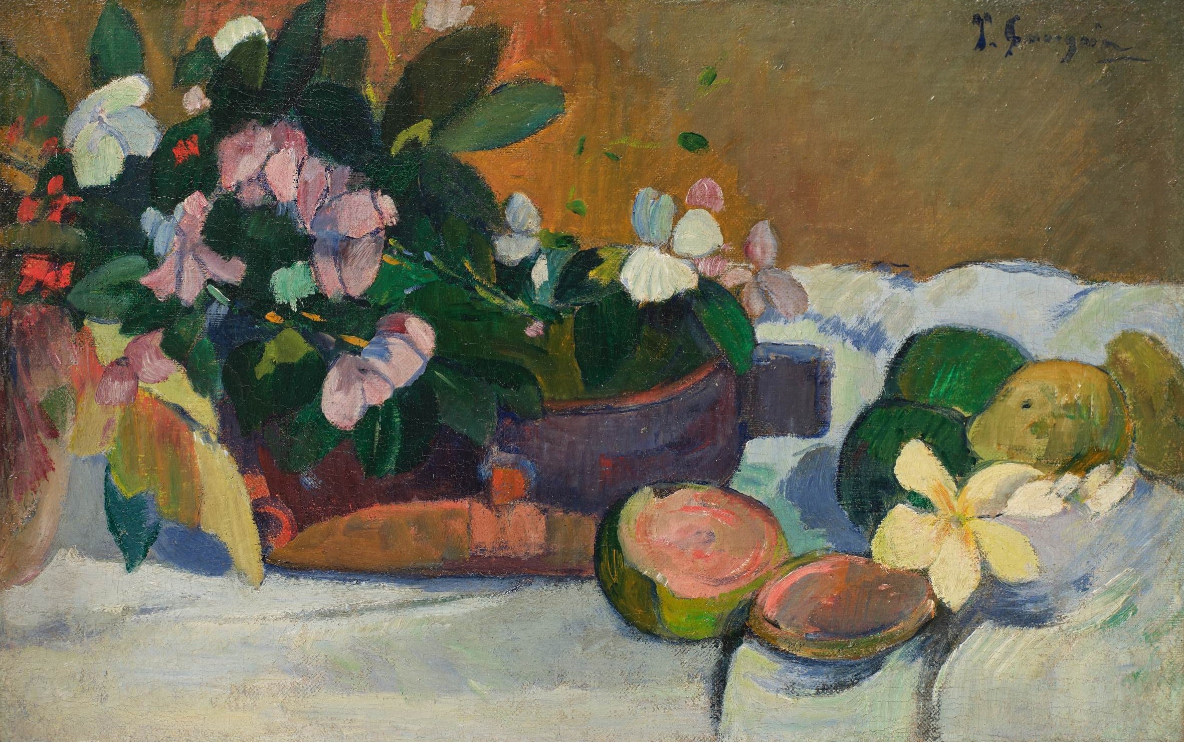 El Gauguin pertenece a un grupo reducido de naturalezas muertas que el artista pintó en Tahití durante sus últimos años