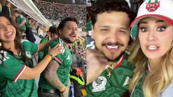 Tunden a Nodal por ignorar a Ángela Aguilar y festejar cariñosamente con María José goles de México contra Ecuador