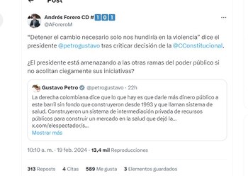 Andrés Forero cuestiona publicación del