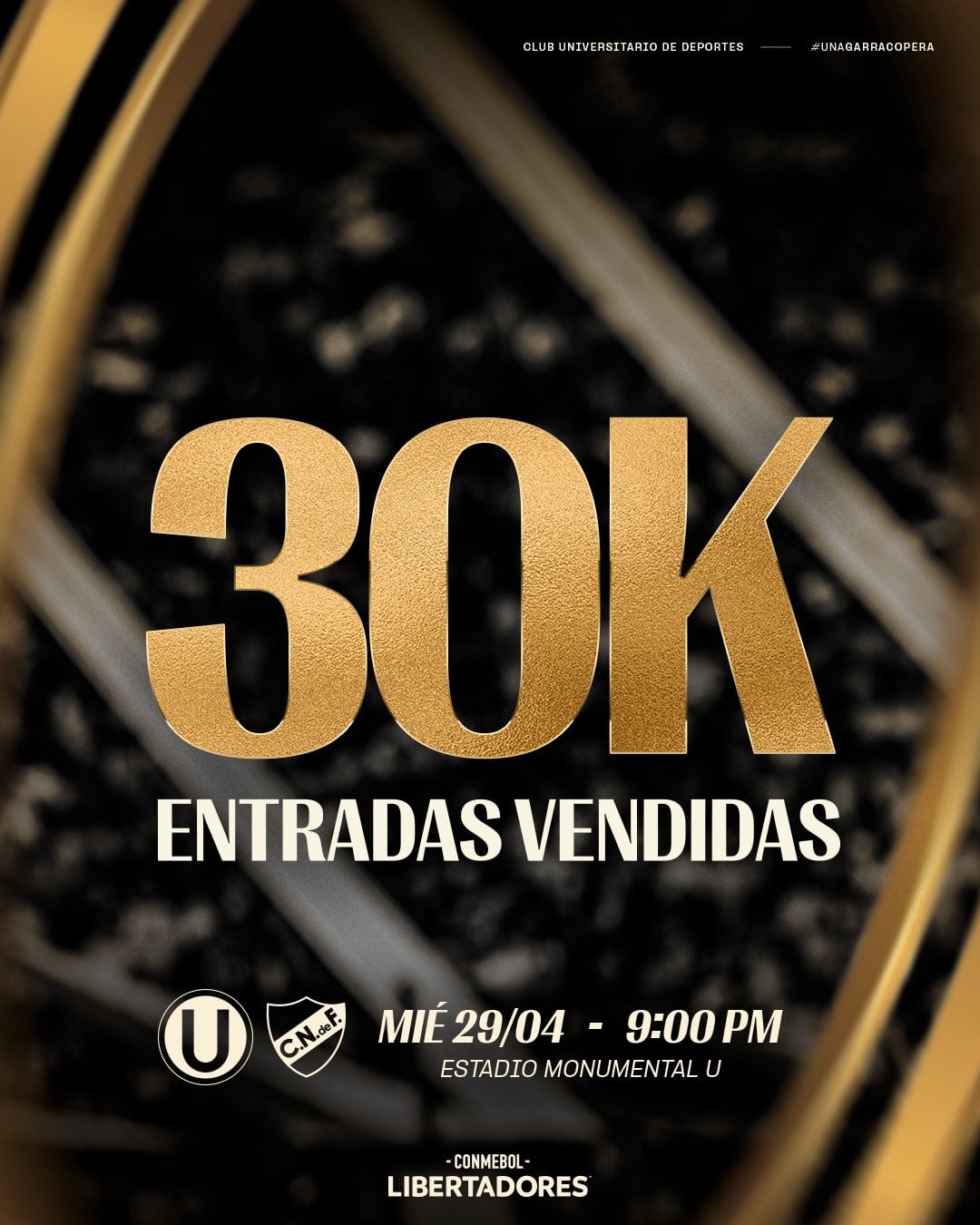 30 mil ingressos vendidos para Universitario x Nacional pela Copa Libertadores 2026 - Crédito: X.